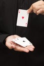 Three ace card lay on hand Royalty Free Stock Photo