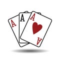 Three aces playing cards vector illustration