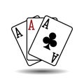 Three aces playing cards vector illustration