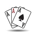 Three aces playing cards vector illustration