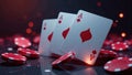 Three Aces With Red Poker Chips Royalty Free Stock Photo