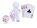 Three aces and two dice. Card games and gambling Royalty Free Stock Photo