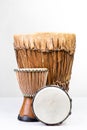 Three African Djembe drums Royalty Free Stock Photo