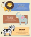 Three African Wild Animals Nursery Color Cards