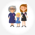 Three ages of women from child to senior