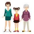 Three ages of women. Daughter, mother and grandmother