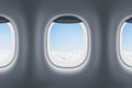 Three airplane or jet windows Royalty Free Stock Photo