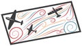 Three Airplanes in Formation with Decorative Frame, vector design Generative AI Royalty Free Stock Photo