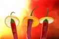 Three amigos - the Red, the Hot, the Chili Royalty Free Stock Photo