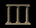 Three ancient columns of marble