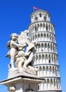 Three angels near leaning tower of Pisa, Italy Royalty Free Stock Photo