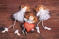 Three angels with valentine card Royalty Free Stock Photo