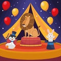 three animals in circus Royalty Free Stock Photo