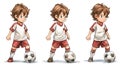 Three Animated Poses of a Boy Playing Soccer Royalty Free Stock Photo