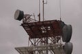 Antennas on the top of the communications tower