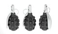 Three anti-personnel grenades on white Royalty Free Stock Photo