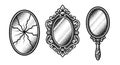 Vintage Mirrors Collection: Ornate, Cracked, and Handheld Royalty Free Stock Photo