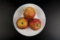 Three apples lie on a plate Royalty Free Stock Photo