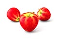 Three apples on a white background