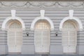 Three arched doors in historic buildings Royalty Free Stock Photo