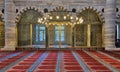 Three arched engraved golden doors at Suleymaniye Mosque, Istanbul, Turkey