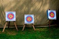 Three archery targets at the ethno festival Royalty Free Stock Photo