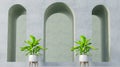 Three archs background, abstract podium,