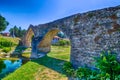 three archs medieval bridge in Italy