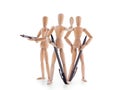 Three armed with pens mannequins isolated on white Royalty Free Stock Photo