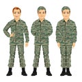 Three army soldiers posing