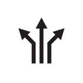 Three arrows - black web icon vector illustration. Direction sign. Graphic design element.