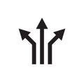 Three arrows - black web icon vector illustration. Direction sign. Graphic design element.