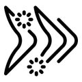 Three arrows pointing right with loading circles representing fast forwarding data transfer
