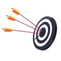 Three arrows stuck in a black and white target. Royalty Free Stock Photo