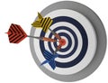 Three arrows target on white background success best winner 3D Royalty Free Stock Photo