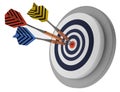 Three arrows target on white background success best winner 3D Royalty Free Stock Photo