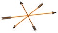 Three arrows. Three-way direction arrow sign. Success concept. Different inward, outward arrows.