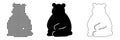 Different artistic renditions of a seated bear: pixelated, solid silhouette, and outline forms Royalty Free Stock Photo