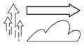 Upward Arrows with Forward Moving Arrow and Cloud Representing Growth, Progress, and Aspirations Royalty Free Stock Photo