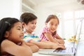 Three Asian Children Using Laptop At Home Royalty Free Stock Photo