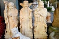 Three asian wise men marble sculptures