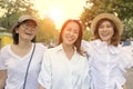 Three asian woman relaxation outdoor with happiness face