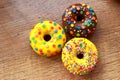 Three assorted donuts Royalty Free Stock Photo