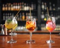 Three assorted refreshing fruit cocktails