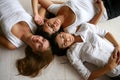 three attractive girls on white