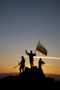 Three aunrecognizable rmed soldiers with the Bulgarian flag