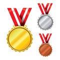 Three awards medals - gold, silver, bronze