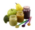Three baby food jars with spoons