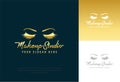 Three background sets Vector eyelash logo design template for beauty makeup