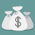 Three bags with dollar sign. Icon. Royalty Free Stock Photo